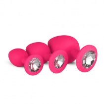 Plug anal en silicone avec diamant - Rose easytoys